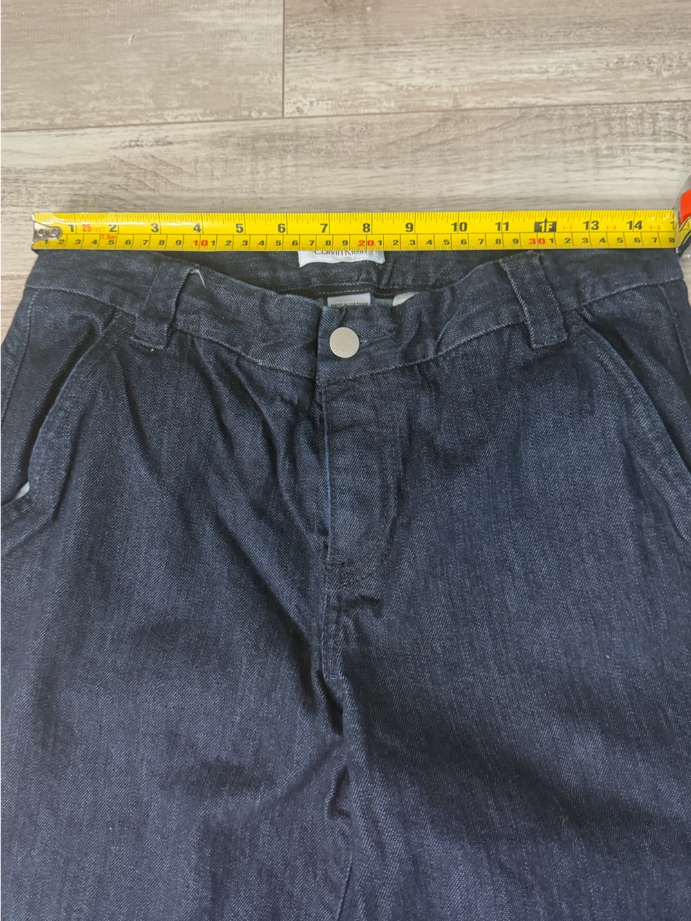 Calvin Klein Wide-Leg Denim Trousers Dark Wash Size 10 EUC - Picture 5 of 8